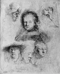 Six heads with Saskia van Uylenburgh in the centre